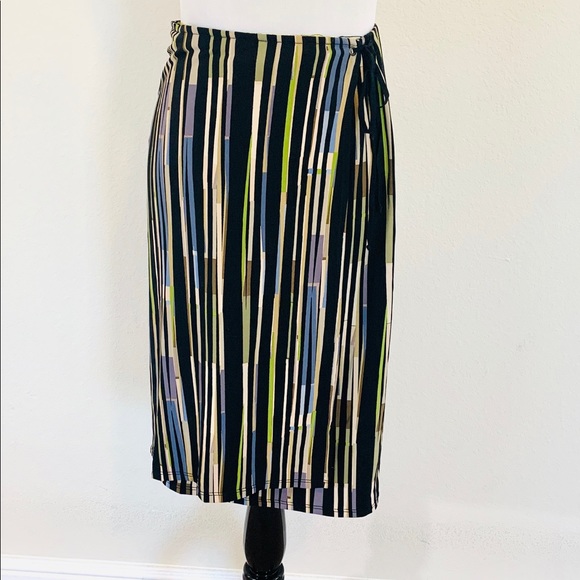 BCBGMaxazria Multi Stripe Faux Wrap Skirt - Picture 1 of 8